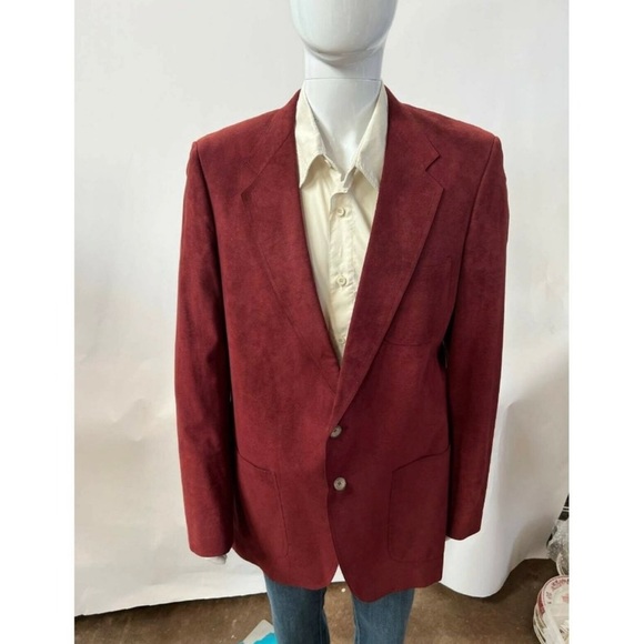 Vintage Kingsridge Mens Two Button Blazer Jacket Red Pocket Single Breasted; - Picture 1 of 7